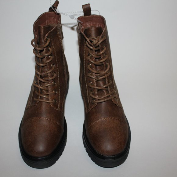 Forever Tan Brown Notice-09 Lace-Up Boots Womens 8 - Picture 2 of 5